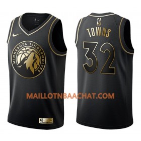 Maillot NBA Minnesota Timberwolves Karl-Anthony Towns 32 Nike Noir Golden Edition Swingman - Homme